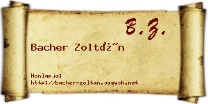 Bacher Zoltán névjegykártya