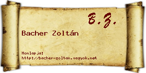 Bacher Zoltán névjegykártya